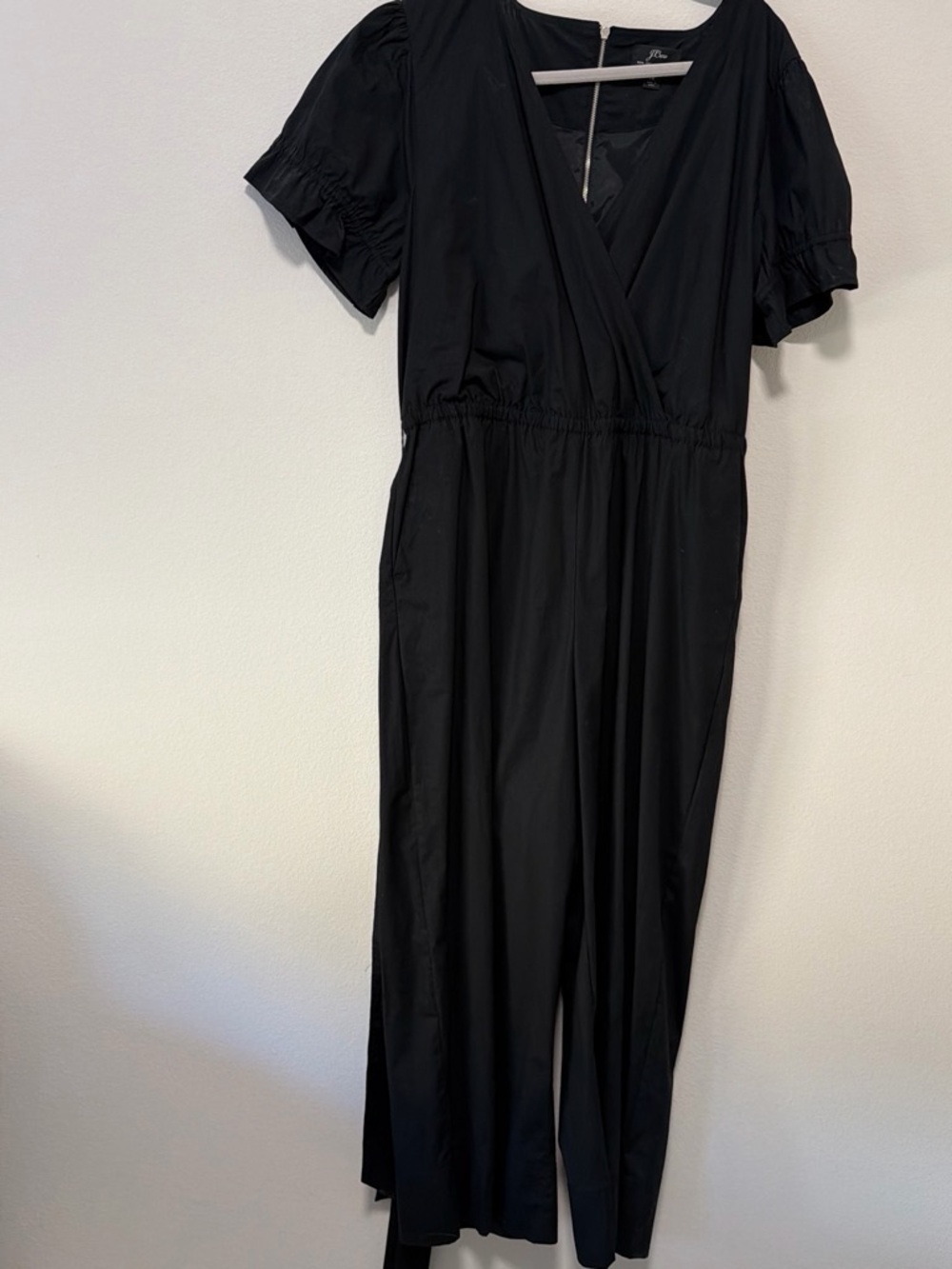 J. Crew Black Short-Sleeve V-Neck Jumpsuit